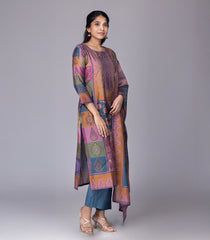 Lilac & Blue Printed Kurta Set-RC5582