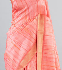Peach Woven Art Dola Saree With Printed Floral Motifs-BL3966