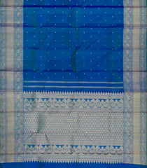 Cyan Handloom Kanchipuram Silk Saree With Kamalam Buttas-KA12382