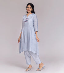 Ice Blue Embroidered Co-Ord Set-CO5007