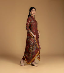 Brown Kalamkari Printed Kurta Set-RC5614