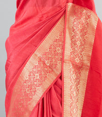 Red Woven Art Tussar Saree With Plain Body & Zari Border-BL3953