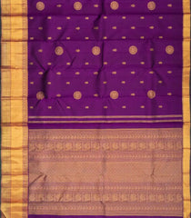 Dark Purple Handloom Kanchipuram Silk Saree With Yazhi Buttas-KA12378