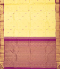 Light Yellow Handloom Korvai Kanchipuram Silk Saree With Buttas-KA12273