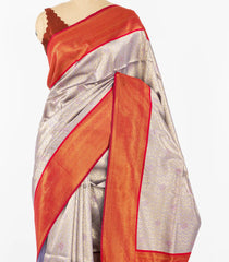 Lavender Woven Art Soft Tissue Silk Saree With Floral Motifs & Contrast Border-BL4415