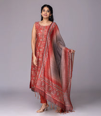 Red & Beige Printed Kurta Set-RC5574