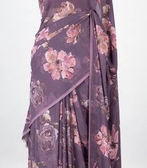 Lilac Woven Synthetic Georgette Saree With Printed Floral Motifs-BL4214