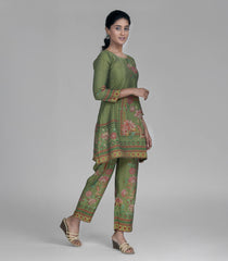 Sage Green Floral Print Co-ord Set-CO5005
