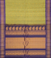 Sage Green Handloom Gadwal Silk Cotton Saree With Buttas & Contrast Border-GA0216