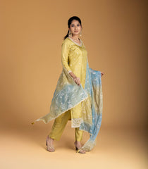 Lemon Yellow Embroidered Festive Kurta Set-RC5625