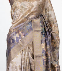 Lavender Woven Art Dola Silk Saree With Brocade & Printed Floral Motifs-BL4205