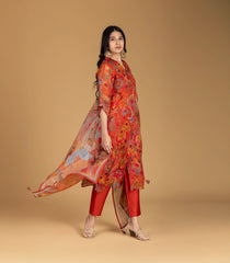 Rust Orange printed Casual Kurta Set-RC5619