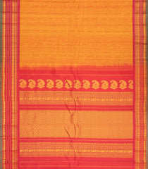 Orange Handloom Gadwal Silk Cotton Saree With Buttas & Contrast Border-GA0219