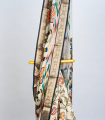 Light Green Woven Viscose Dola Silk Saree With Printed Kalamkari Motifs-BL3770