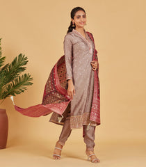 Festive Grey Embroidered Kurta Set