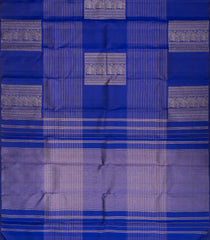Blue Handloom Kanchipuram Silk Saree With Stripes & Yazhi motifs-KA12397