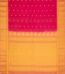 Red Handloom Gadwal Silk Saree With Buttas & Temple Border-GA0232