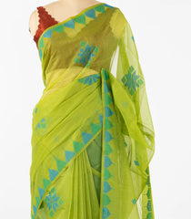 Light Green Woven Synthetic Tussar Saree With Printed Floral Motifs-BL4482