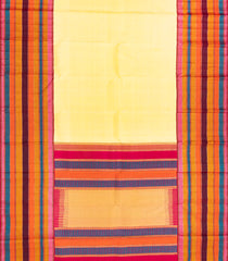 Yellow Handloom Silk Saree With Multi Colour Border