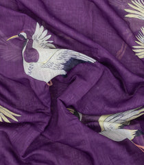 Lilac Printed Synthetics Linen Saree With Zari Border-BL5333