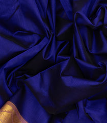 Dark Blue Handloom 9 Yards Silk Cotton Saree With Contrast Pallu-SC3746
