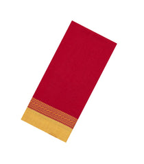 Red Woven Bengal Cotton Saree With Contrast Border-BG1748