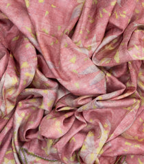 Baby Pink Handloom Tussar Silk Saree With Eco Printed Motifs-TU2849