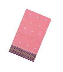 Light Peach Woven Blended Viscose With Zari Checks & Buttas-BL5551