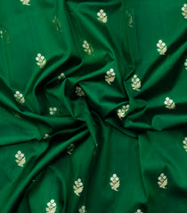 Green Woven Banarasi Poona Silk Saree With Zari Buttas & Contrast Border-BP1030