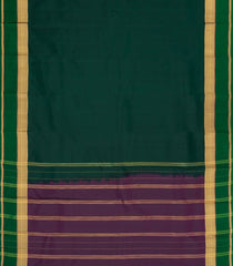 Bottle Green Woven Pure Silk Saree With Contrast Border-KA15625