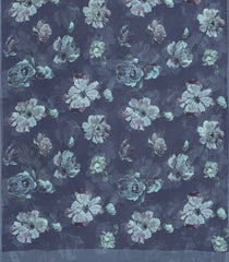 Dark Grey Woven Synthetic Georgette Saree With Printed Floral Motifs-BL4216