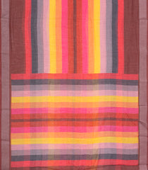Multi Colour Woven Synthetic Linen Saree With Printed Stripes-BL4406