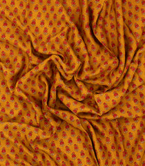 Mustard Woven Pure Silk Saree With Printed Floral Motifs-PS0664