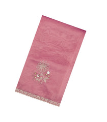Peach Woven Synthetic Blended Tissue Saree With Embroidered Motifs-EN1994