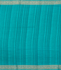 Turquoise Printed Synthetics Dola Zari Lining With Jacquard Zari Border-BL5172