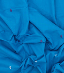 Sky Blue Handwoven Bengal Cotton Saree With Floral Buttas-BG1509