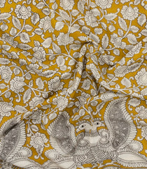 Mustard Printed Kalamkari Cotton Saree -KAL1234
