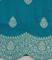 Cyan Woven Synthetic Blended Saree With Embroidered Motifs-EN2015