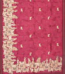 Crimson Printed Synthetic Tussar Saree With Pichwai Motifs-BL5380