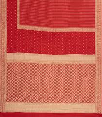 Red Woven Mysore Silk Saree With Floral Stripes-MS3529