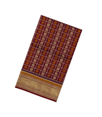 Maroon Handloom Silk Cotton Saree With Checks-SC4284