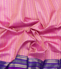 Baby Pink Handloom Korvai Kanchipuram Silk Saree With Contrast Border-KA15819