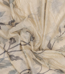 Taupe Printed Art Chanderi Saree With Jhalar-SY0017