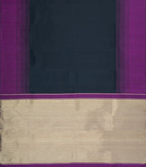 Black Handloom Korvai Kanchipuram Silk Saree With Temple Border-KA15433