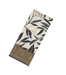 Off White Woven Synthetic Viscose Saree With Printed Floral Motifs-BL4924