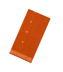 Orange Handloom Bengal Cotton Saree With Floral Buttas-BG1624