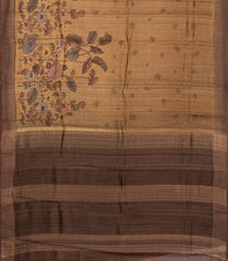 Beige Woven Tussar Silk Saree With Printed Floral Motifs-TU3105