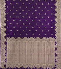 Dark Purple Handloom Kanchipuram Silk Saree With Meena Buttas - KA14616
