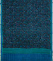 Dark Blue Woven Pure Silk Saree With Printed Floral Motifs-PS0668