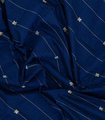 Dark Blue Handloom Uppada Cotton Saree With Stripes & Buttas-BG1914